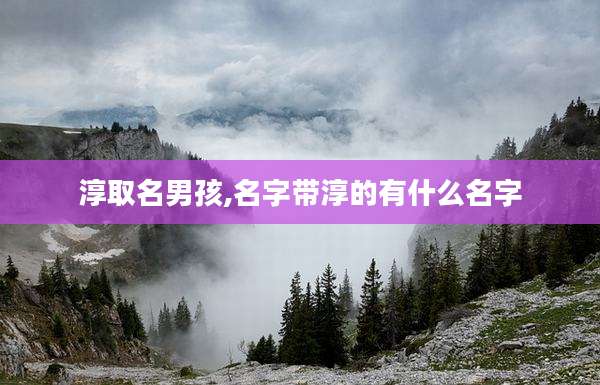 淳取名男孩,名字带淳的有什么名字