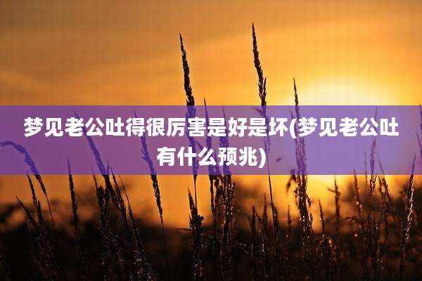 梦见老公吐得很厉害是好是坏(梦见老公吐有什么预兆)
