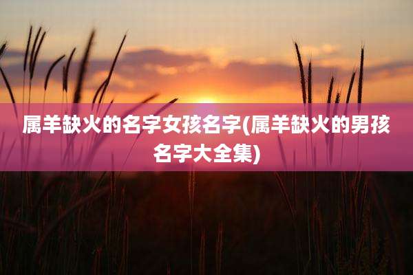 属羊缺火的名字女孩名字(属羊缺火的男孩名字大全集)