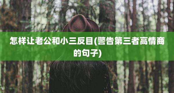 怎样让老公和小三反目(警告第三者高情商的句子)
