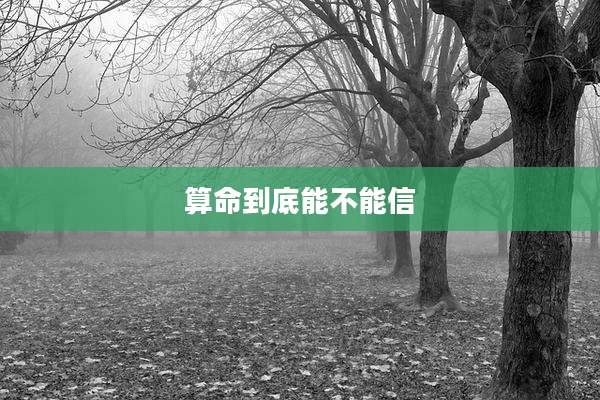算命到底能不能信