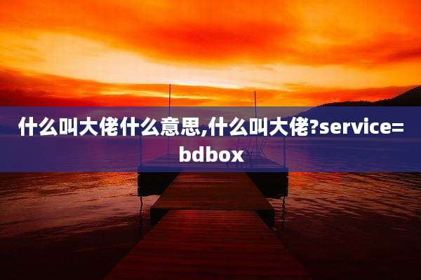 什么叫大佬什么意思,什么叫大佬?service=bdbox