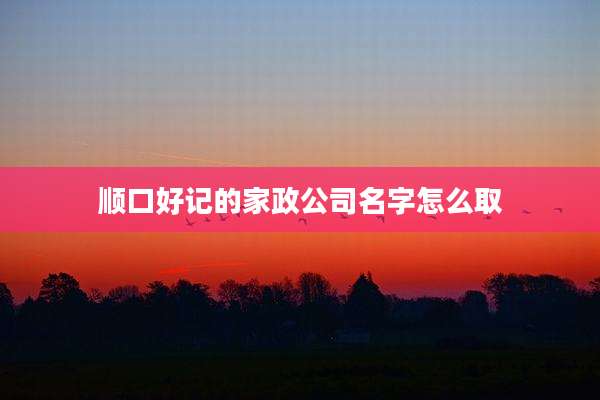 顺口好记的家政公司名字怎么取