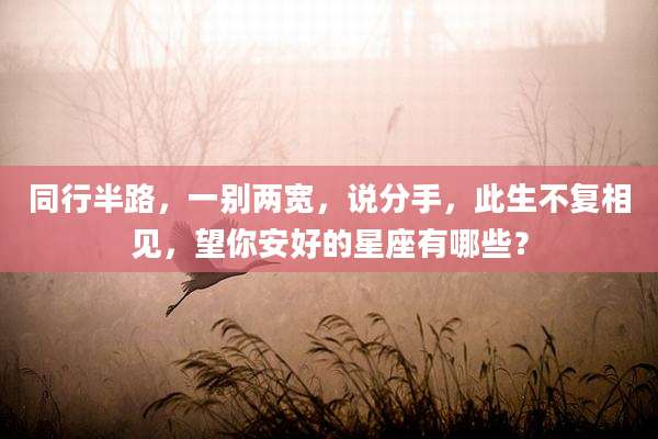 同行半路,一别两宽,说分手,此生不复相见,望你安好的星座有哪些?