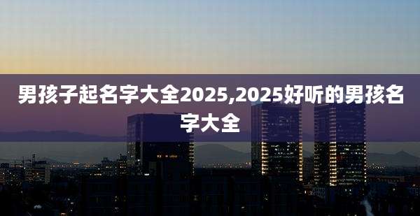 男孩子起名字大全2025,2025好听的男孩名字大全
