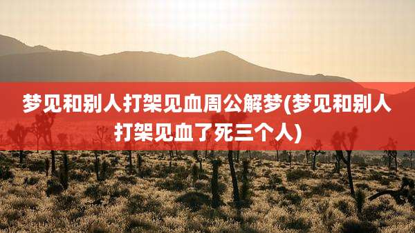 梦见和别人打架见血周公解梦(梦见和别人打架见血了死三个人)