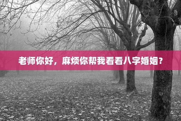 老师你好，麻烦你帮我看看八字婚姻？