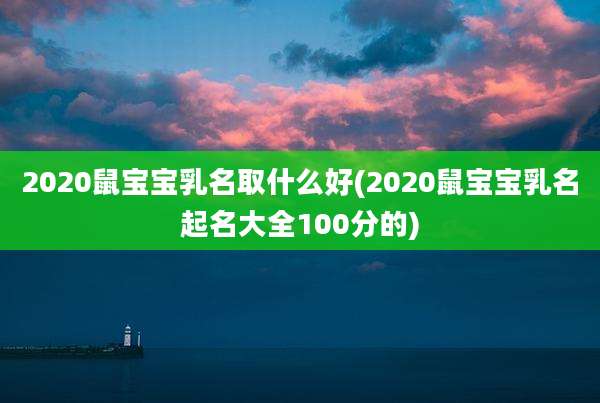 2020鼠宝宝乳名取什么好(2020鼠宝宝乳名起名大全100分的)