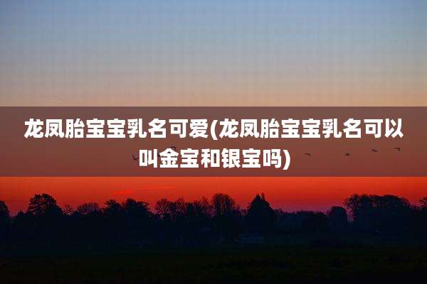 龙凤胎宝宝乳名可爱(龙凤胎宝宝乳名可以叫金宝和银宝吗)