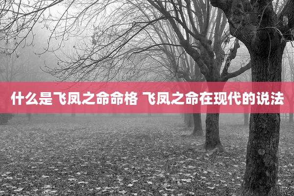 什么是飞凤之命命格 飞凤之命在现代的说法