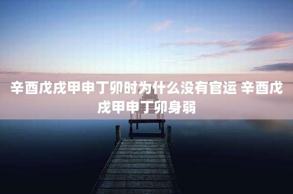 辛酉戊戌甲申丁卯时为什么没有官运 辛酉戊戌甲申丁卯身弱