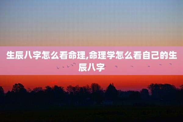 生辰八字怎么看命理,命理学怎么看自己的生辰八字