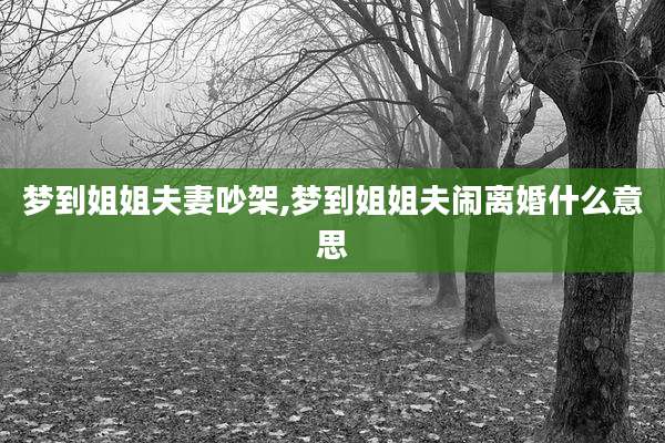 梦到姐姐夫妻吵架,梦到姐姐夫闹离婚什么意思