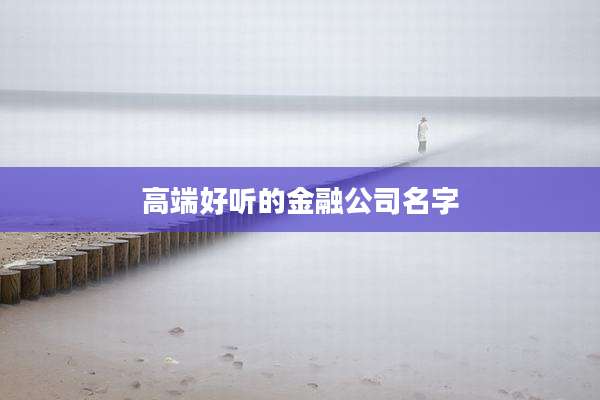 高端好听的金融公司名字