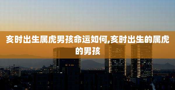 亥时出生属虎男孩命运如何,亥时出生的属虎的男孩