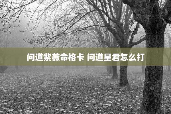 问道紫薇命格卡 问道星君怎么打