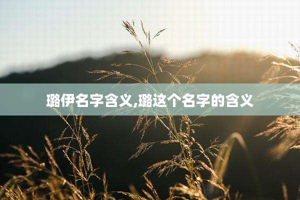 璐伊名字含义,璐这个名字的含义