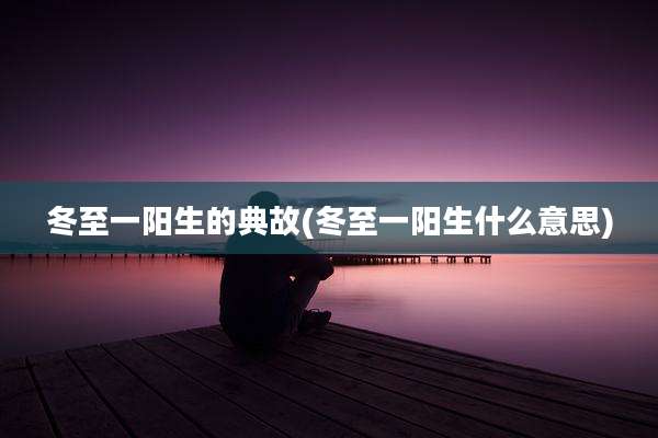 冬至一阳生的典故(冬至一阳生什么意思)