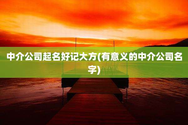 中介公司起名好记大方(有意义的中介公司名字)