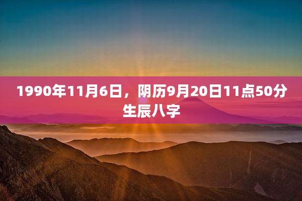 1990年11月6日,阴历9月20日11点50分生辰八字