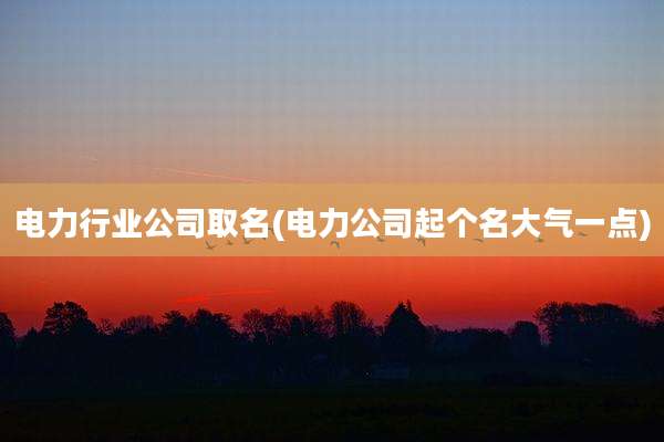 电力行业公司取名(电力公司起个名大气一点)