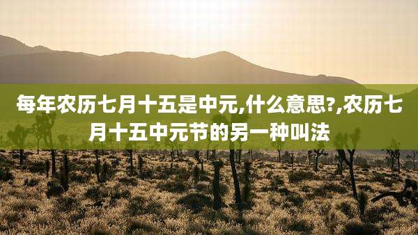 每年农历七月十五是中元,什么意思?,农历七月十五中元节的另一种叫法