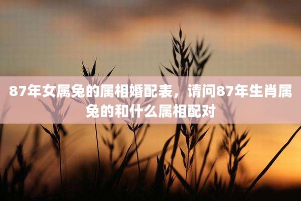 87年女属兔的属相婚配表,请问87年生肖属兔的和什么属相配对