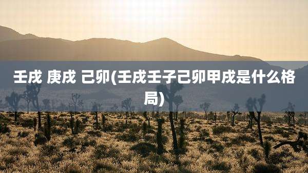 壬戌 庚戌 己卯(壬戌壬子己卯甲戌是什么格局)