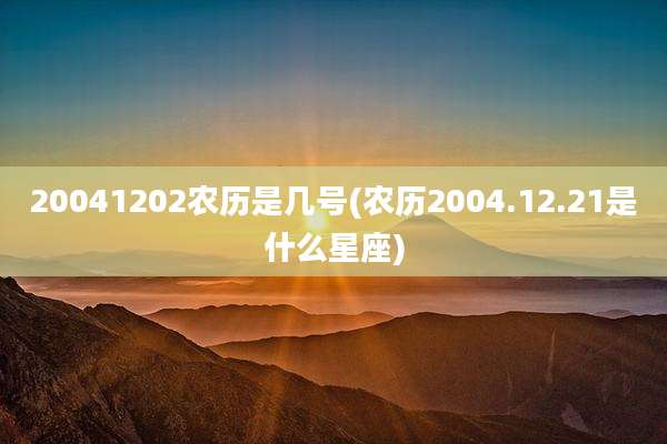 20041202农历是几号(农历2004.12.21是什么星座)