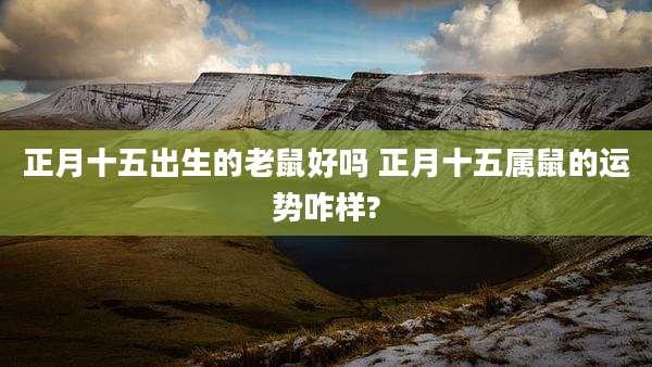正月十五出生的老鼠好吗 正月十五属鼠的运势咋样?