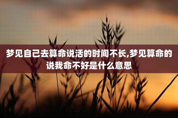 梦见自己去算命说活的时间不长,梦见算命的说我命不好是什么意思