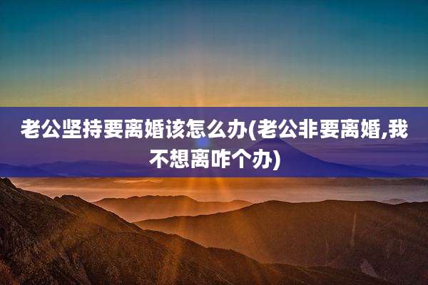 老公坚持要离婚该怎么办(老公非要离婚,我不想离咋个办)