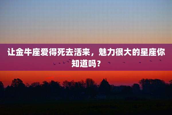 让金牛座爱得死去活来，魅力很大的星座你知道吗？