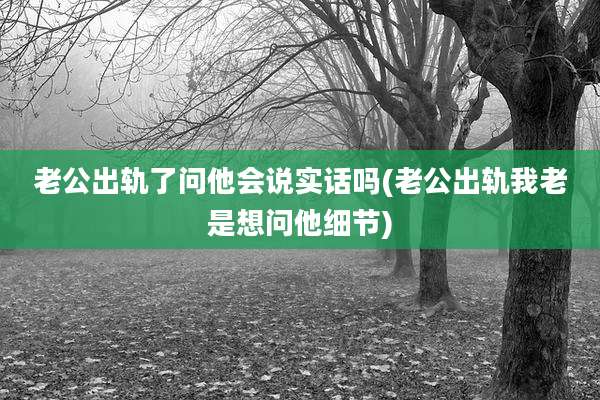 老公出轨了问他会说实话吗(老公出轨我老是想问他细节)
