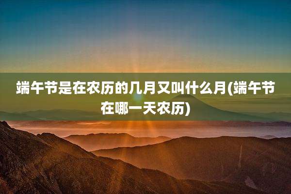 端午节是在农历的几月又叫什么月(端午节在哪一天农历)