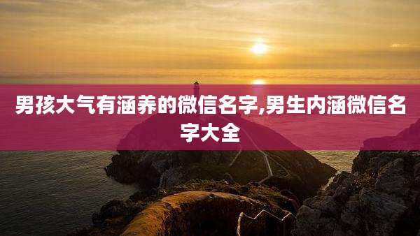 男孩大气有涵养的微信名字,男生内涵微信名字大全