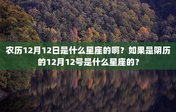 农历12月12日是什么星座的啊？如果是阴历的12月12号是什么星座的？