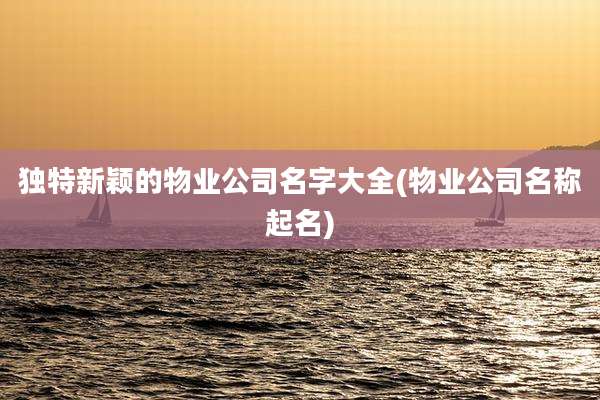 独特新颖的物业公司名字大全(物业公司名称起名)