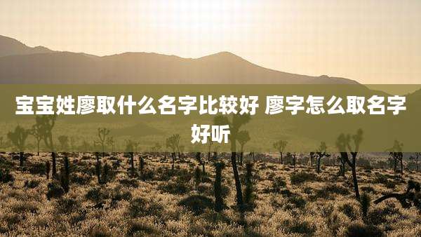 宝宝姓廖取什么名字比较好 廖字怎么取名字好听