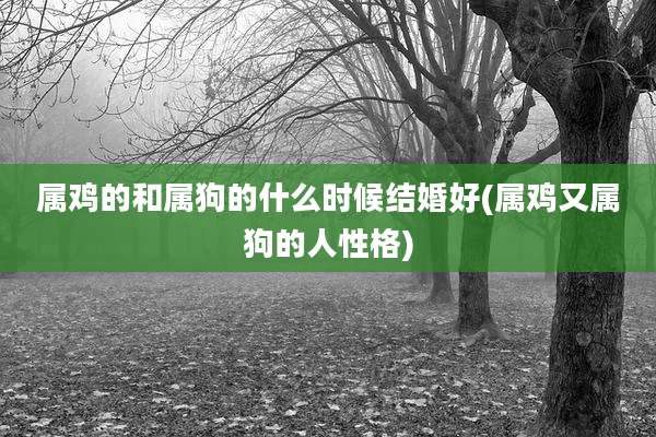 属鸡的和属狗的什么时候结婚好(属鸡又属狗的人性格)