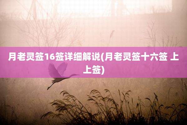 月老灵签16签详细解说(月老灵签十六签 上上签)