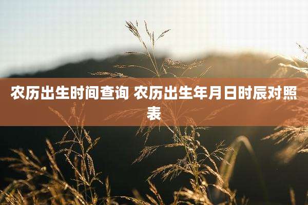 农历出生时间查询 农历出生年月日时辰对照表