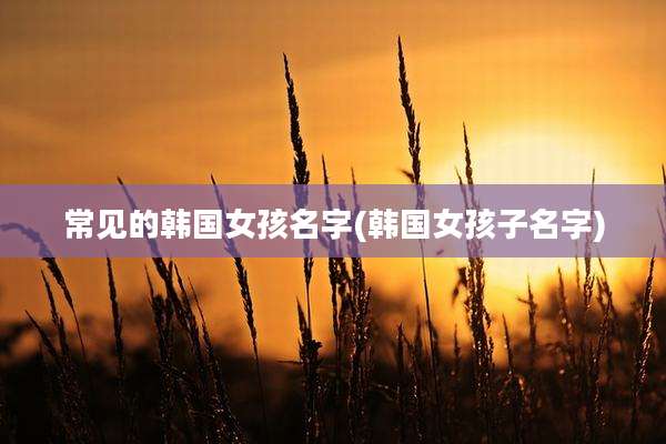 常见的韩国女孩名字(韩国女孩子名字)