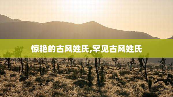 惊艳的古风姓氏,罕见古风姓氏