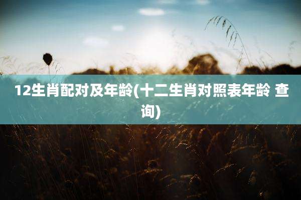 12生肖配对及年龄(十二生肖对照表年龄 查询)
