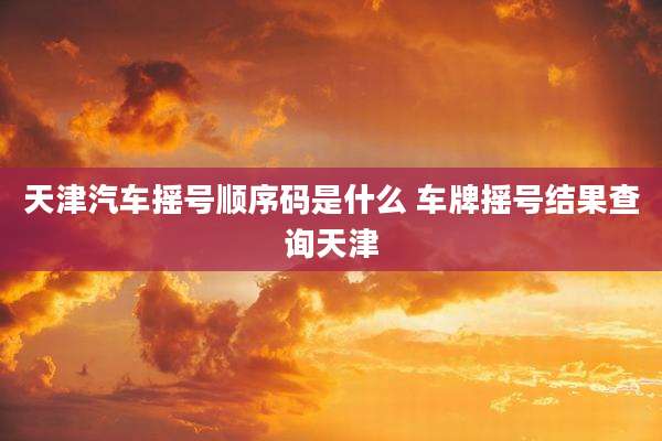 天津汽车摇号顺序码是什么 车牌摇号结果查询天津
