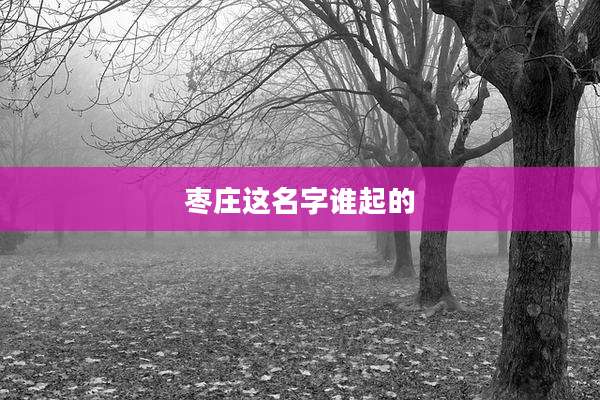 枣庄这名字谁起的