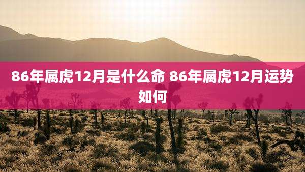 86年属虎12月是什么命 86年属虎12月运势如何
