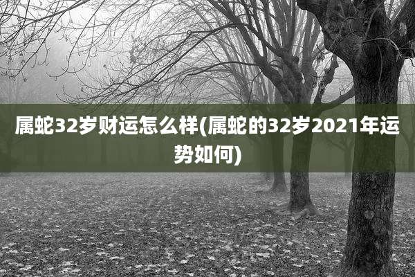 属蛇32岁财运怎么样(属蛇的32岁2021年运势如何)