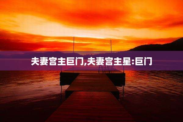 夫妻宫主巨门,夫妻宫主星:巨门